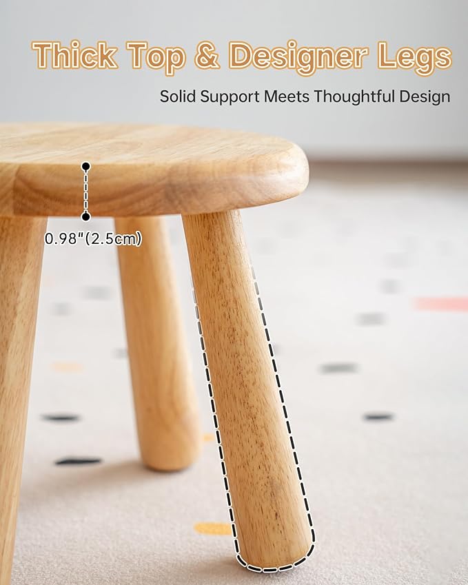 100% Solid Wood Mushroom Step Stool, Small Wooden Stool - Image 4