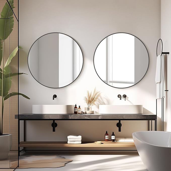 HOMECOOKIN Round Wall Mirror 28" Black Circle Mirror - Image 3