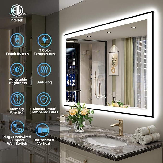 48x36 Inch LED Bathroom Mirror - Image 2