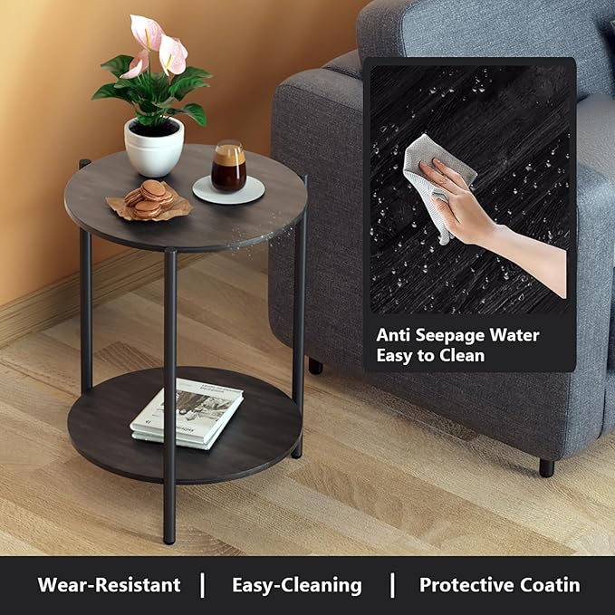 Round Side Table, 2-Tier Circle End Tables - Image 5