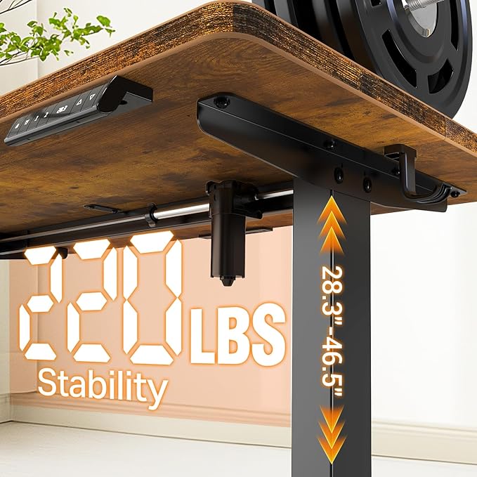 Veken 47.2" Standing Desk, Adjustable Height Office Desk - Image 4
