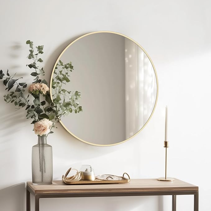 HOMECOOKIN Round Wall Mirror 24" Gold Circle Mirror - Image 4