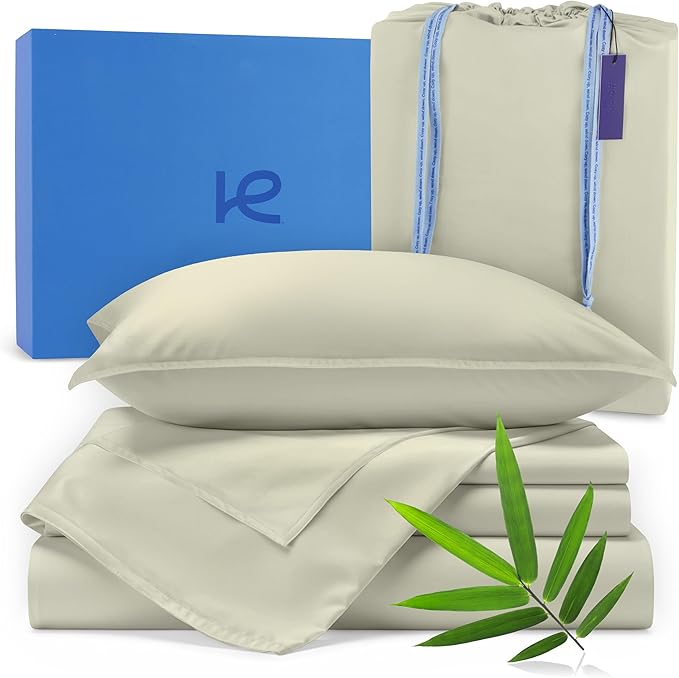 Kickoff Viscose Bamboo Sheets California King Size 4-pc 100% Organic Bamboo by KickoffHome