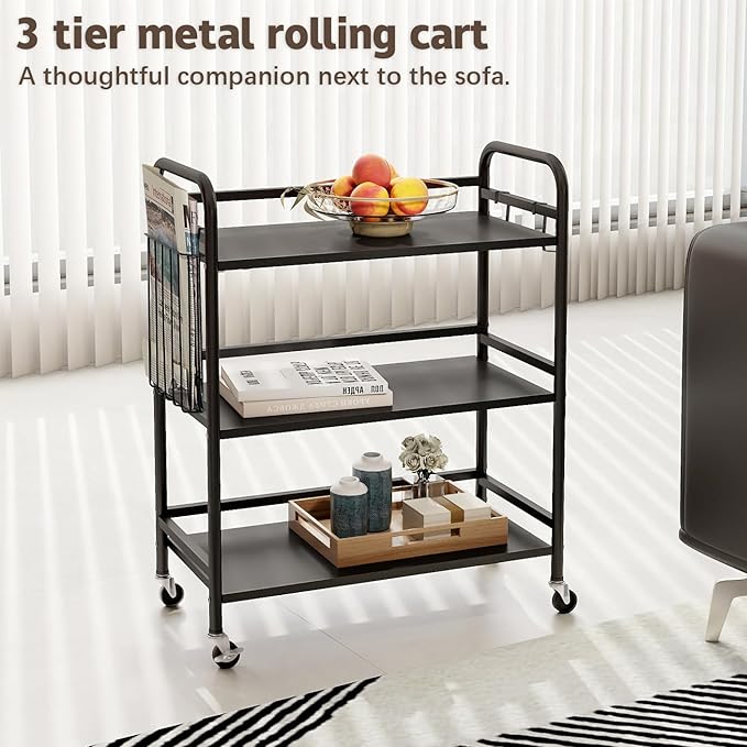 HDANI 3 Tier Metal Rolling Utility Cart, High Capacity Multi Purpose Heavy Duty - Image 3