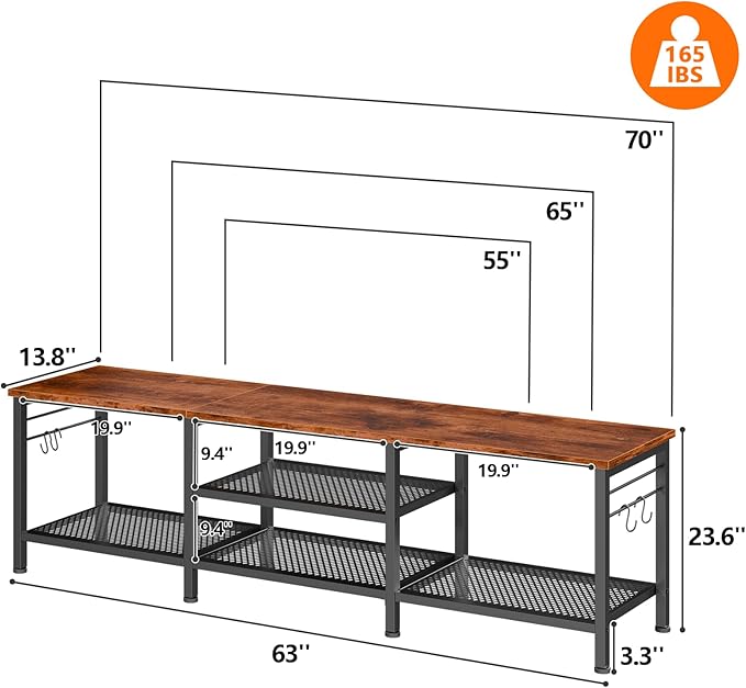 Furologee TV Stand for TVs up to 70 Inch, 63 Inch Entertainment Center - Image 3