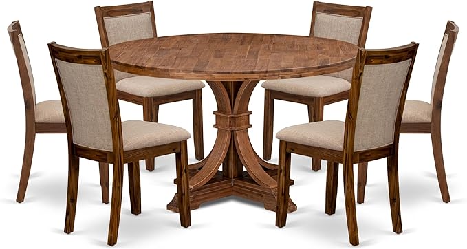 I7MZ7-50N-04 7-Pc Dining Set consists of a Pedestal Dining Table and 6 Light by LuxebyEastWestFurniture