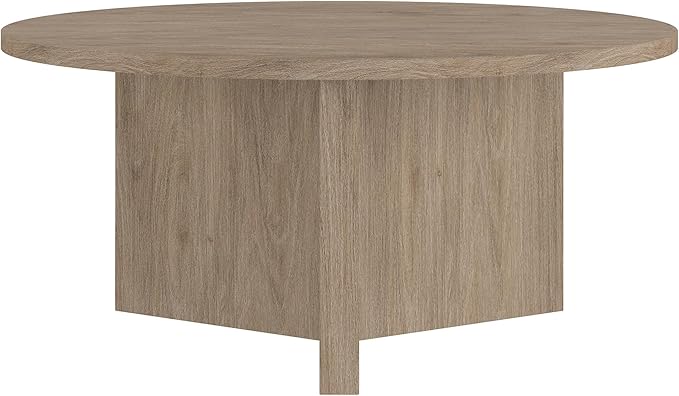 Henn&Hart 36" Round Wood Pedestal Coffee Table - Image 6