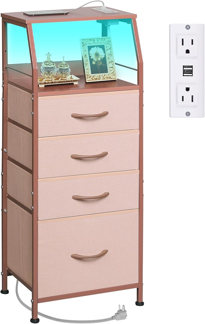 WLIVE 4 Drawer Dresser for Bedroom, Tall Night Stand Bed Side Table, End Table by WLIVE