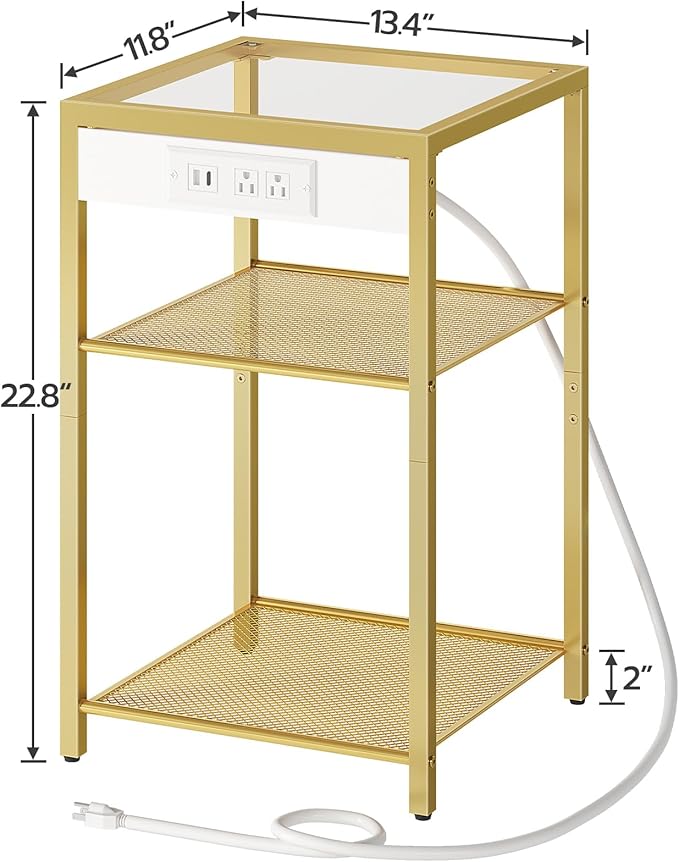 HOOBRO End Table with Charging Station, Side Table with USB Port & Power Outlets - Image 3