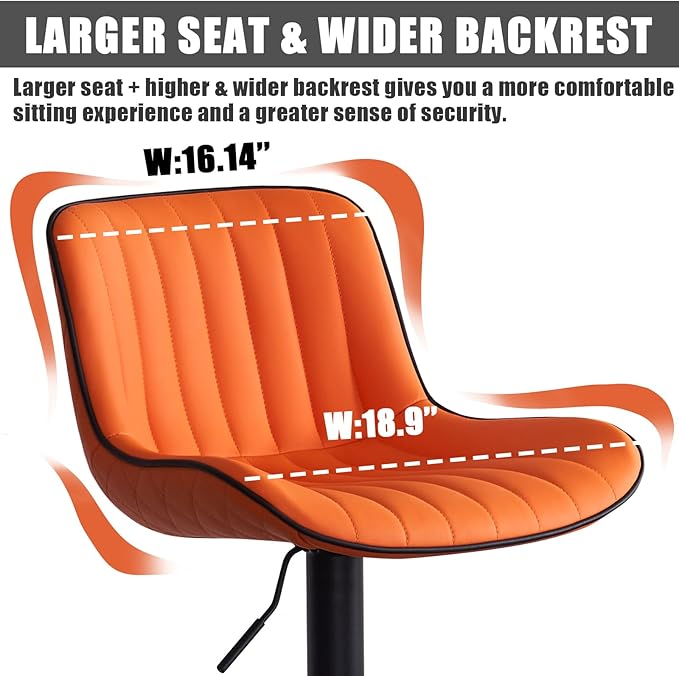 YOUNIKE Orange Bar Stools Set of 2 Kitchen Counter Height Barstools - Image 3