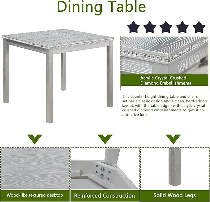KEIKI 5-Piece Standard Height Dining Table Set - Image 6