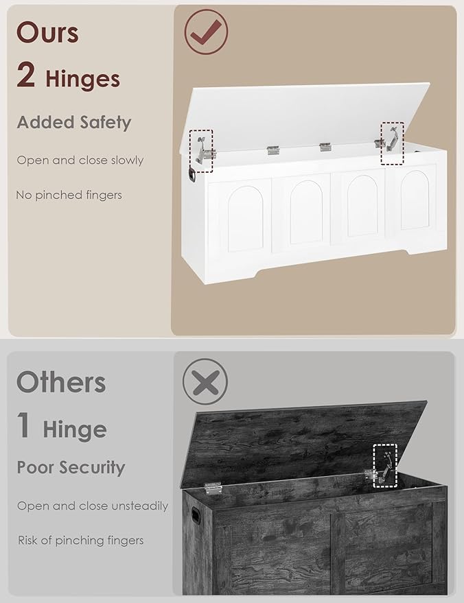 DINZI LVJ Storage Chest, 47.2”Wooden Storage Box - Image 6