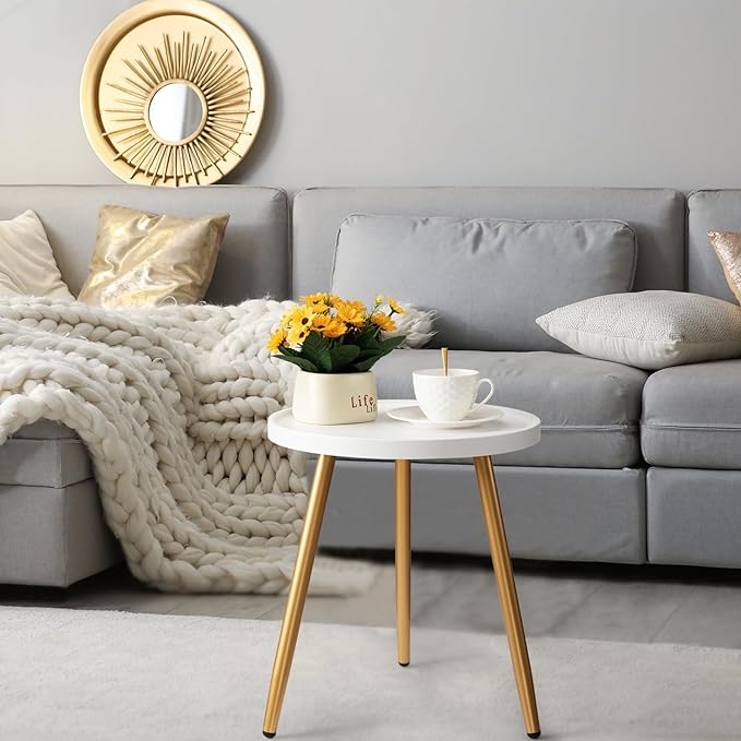 danpinera Round Side Table, Metal Legged Accent Table - Image 8