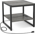 Homieasy End Table with Charging Station, 20 Inch Mini Fridge Stand with 2-Tier by Homieasy