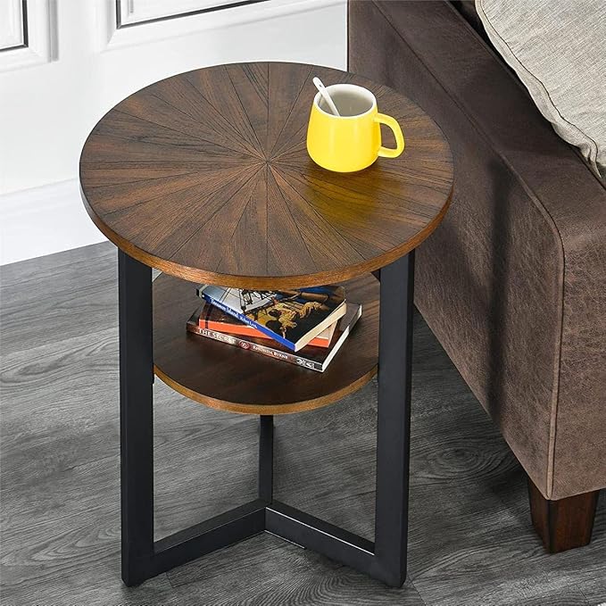 LEEMTORIG Round Side Table, 2-Tier End Table Nightstand - Image 8