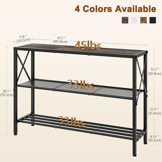 Hoctieon Industrial Console Table, 3 Tier Entryway Table, Hallway Table - Image 3
