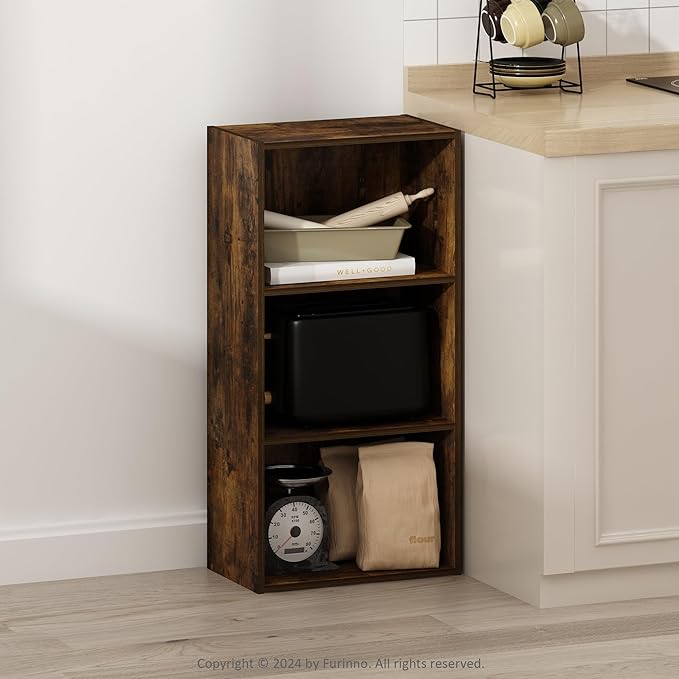 Furinno Luder 3-Tier Open Shelf Bookcase, Amber Pine - Image 2