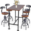 5 Pieces Industrial Dining Table Set 41.3inch Hight Rectangle Bar Table and by BOKKOLIK