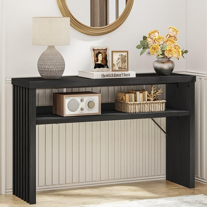 BON AUGURE Console Table with Storage, Wooden Couch Tables Behind Sofa - Image 7
