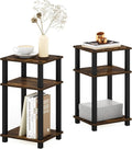 Furinno Just 3-Tier Turn-N-Tube End Table, Amber Pine/Black by Furinno-FitsYourSpaceFitsYourBudget