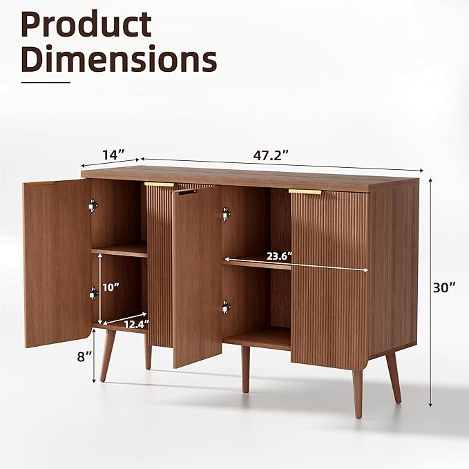 Sideboard Buffet Cabinet with Storage, 4 Doors Wood Entryway Cabinet, Modern - Image 2