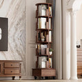 Solid Wood Rotating Bookshelf Tower on Wheels, 5-Tier Spinning Bookcase by Unknown