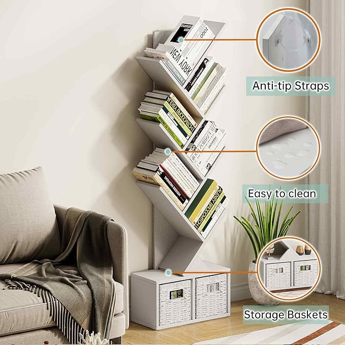 Vagusicc Tree Bookshelf, 6 Tier Bookshelf - Image 5