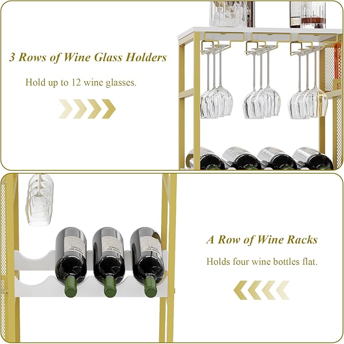 Gold Liquor Stand with Glass Holder, Mini Bar Table - Image 3
