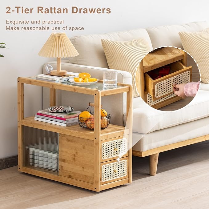 Bamboo & Rattan Side Table - Image 6