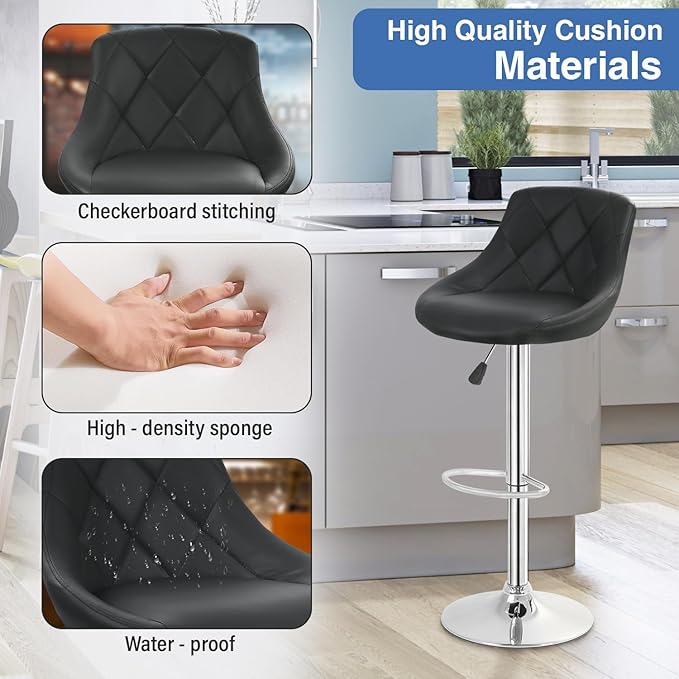 FDW Bar Stools Set of 2 Bar Stools Swivel Stool Height Adjustable Bar Chairs - Image 5