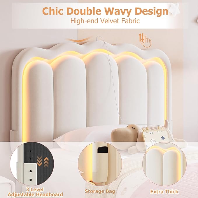 Twin Upholstered LED Bed Frame - Image 6