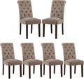 COLAMY Button Tufted Dining Chairs Set of 6, Parsons Upholstered Fabric Dining by COLAMYINC