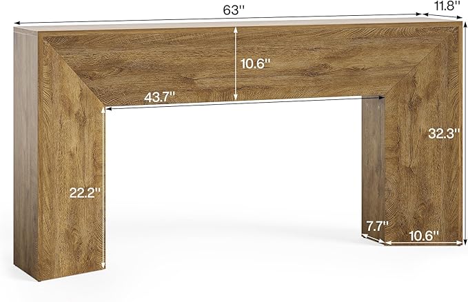 LITTLE TREE Console Table for Entryway, 63 Inches Extra Long Brown Wooden Sofa - Image 2