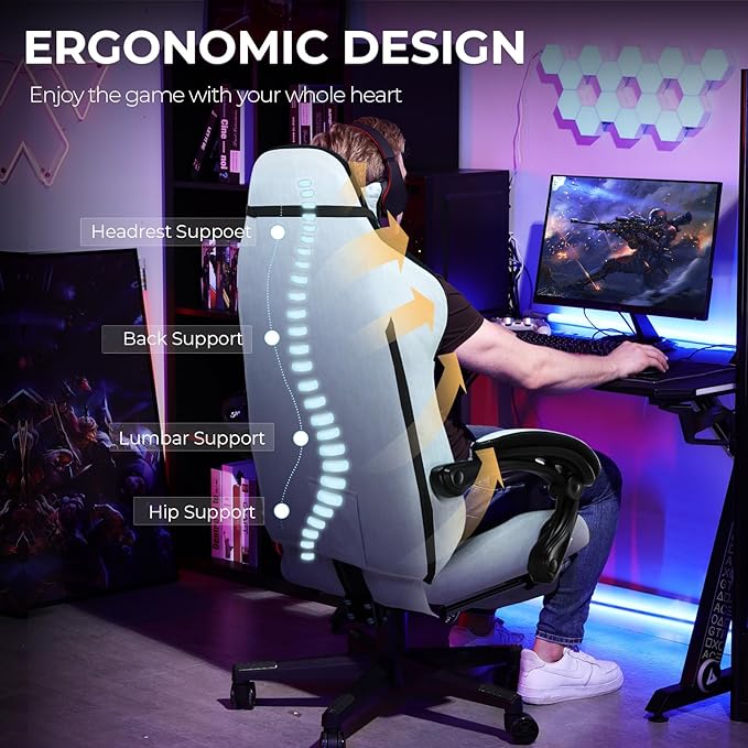 GTPLAYER Gaming Chair with Footrest, Big and Tall Game Chair High Back Computer - Image 8