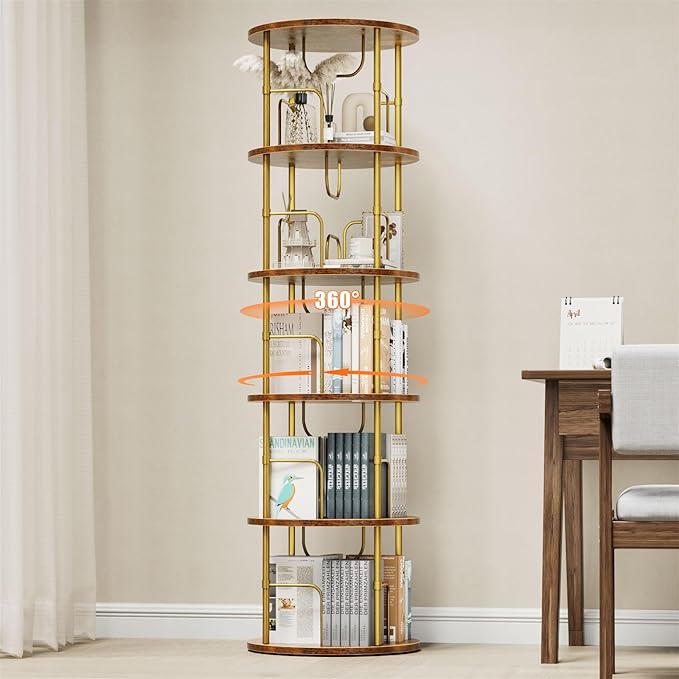 5 Tier Rotating Bookshelf, 360 ° Display Stackable Spinning Bookshelf Tower by ALLSTAND