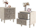 COSIEST 2 Pieces Nightstand, Vintage Style Wood Bedside Table, Bedroom by COSIEST
