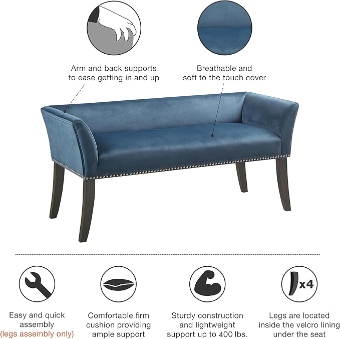 Madison Park Accent Bench, Upholstered - Image 6