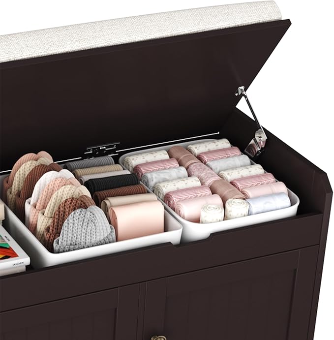 HOMEFORT 41.3" Shoe Bench with Lift Top Storage, Entryway Bench with Cushioned - Image 9