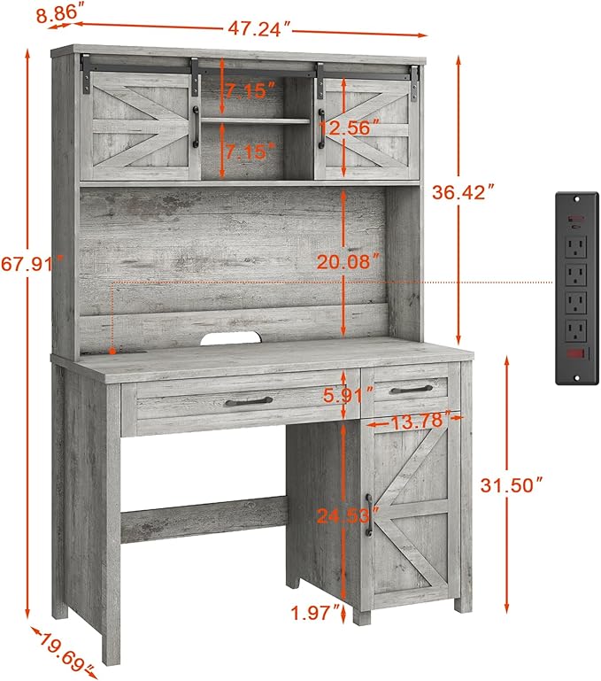 Farmhouse 47" Executive Desk, Computer Desk - Image 2