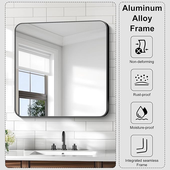 KOCUUY 30"x30" Square Rectangle Vanity Mirror, Modern Design of Upgraded - Image 7