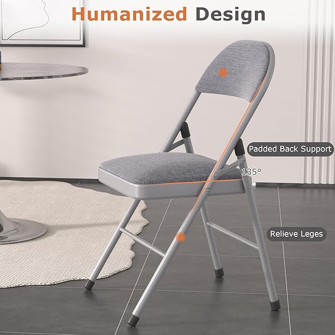 VECELO Padded Folding Chairs 4 Pack, Comfortable Cushioned Seat & Backrest - Image 4