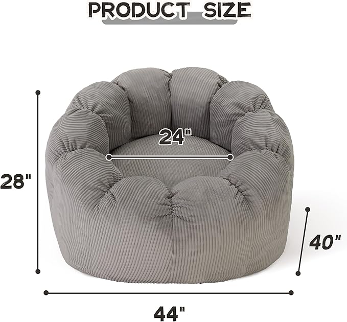 HABUTWAY Giant Bean Bag Chair for Adults/Kids/Teens, Pumpkin Bean Bag Couch - Image 2