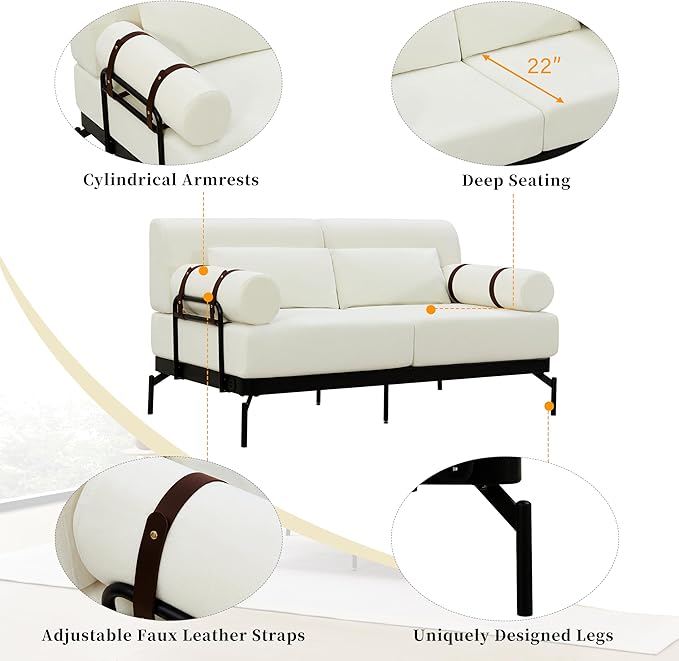 Modern Loveseat Sofa 59" Sofa Couch 2-Seater Sofa - Image 3