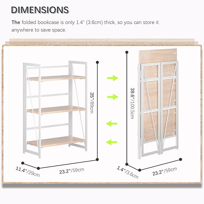 4NM No Assembly 3 Tiers Book Shelves, Living Room, Home Office - Image 2