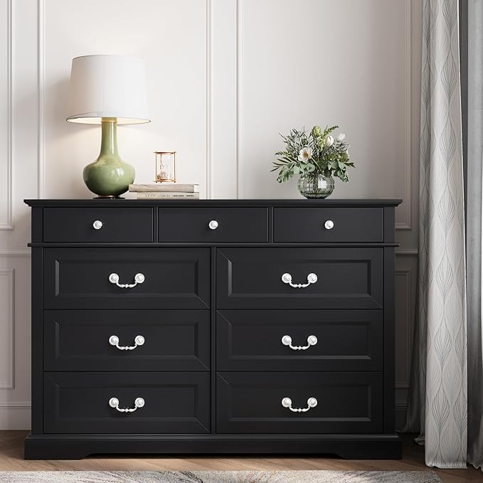 LINSY HOME 9 Drawers Dresser for Bedroom, Modern Farmhouse Large Dresser TV - Image 6
