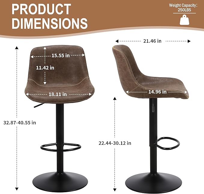 Bar Stools, Swivel Counter Height Barstools - Image 3