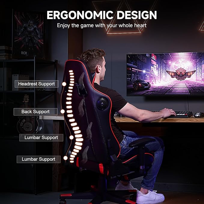 GTPLAYER Gaming Chair with Bluetooth Speakers, Adjustable Backrest and Height - Image 2