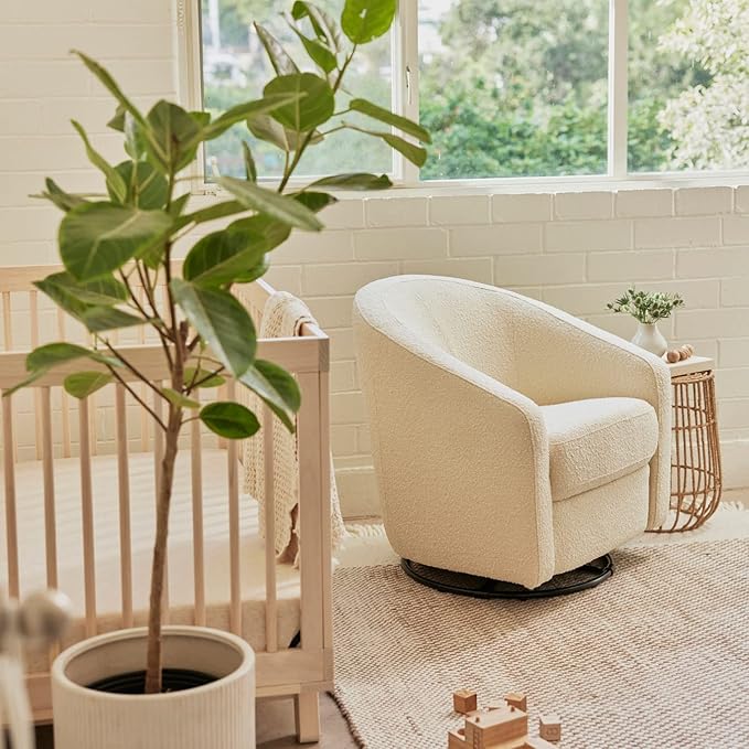 Babyletto Madison Swivel Glider in Polyester Ivory Boucle - Image 11