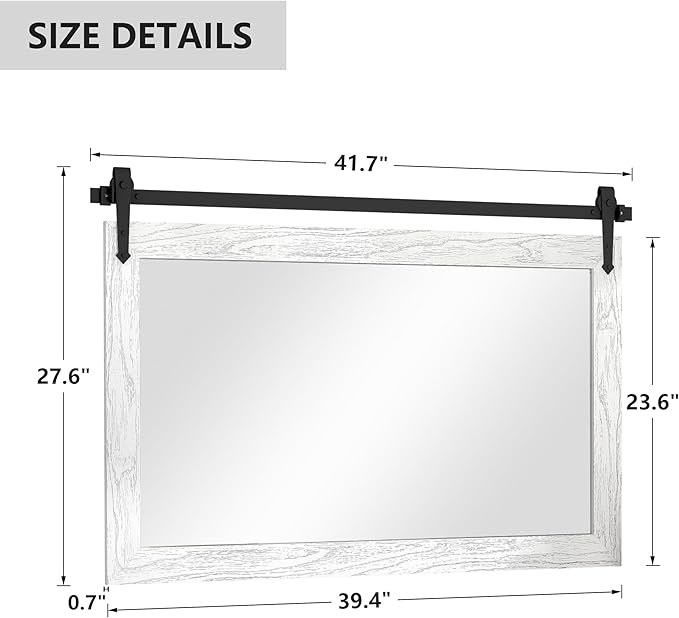 Farmhouse Mirror 42”x28” White Rustic Mirror - Image 5