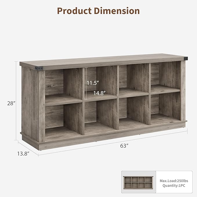 GarveeHome 8 Cube Storage Organizer Bookshelf, Farmhouse Horizontal Bookcase - Image 2